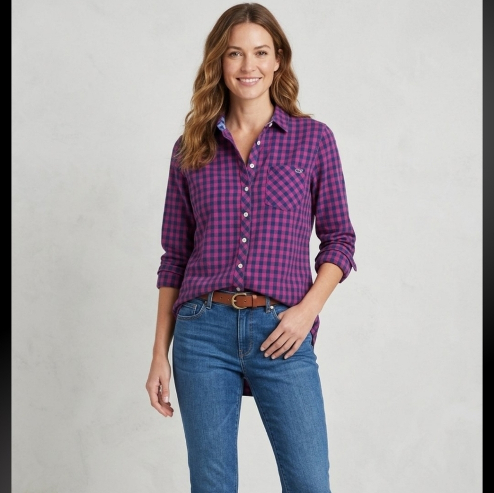 Vineyard Vines Women's Plaid Flannel Shirt Size 4